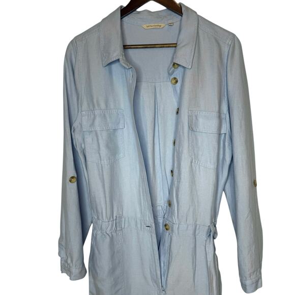 Soft Surroundings Kerry Jumpsuit Linen Blend Light Blue Coverall, size 12 - Picture 4 of 6
